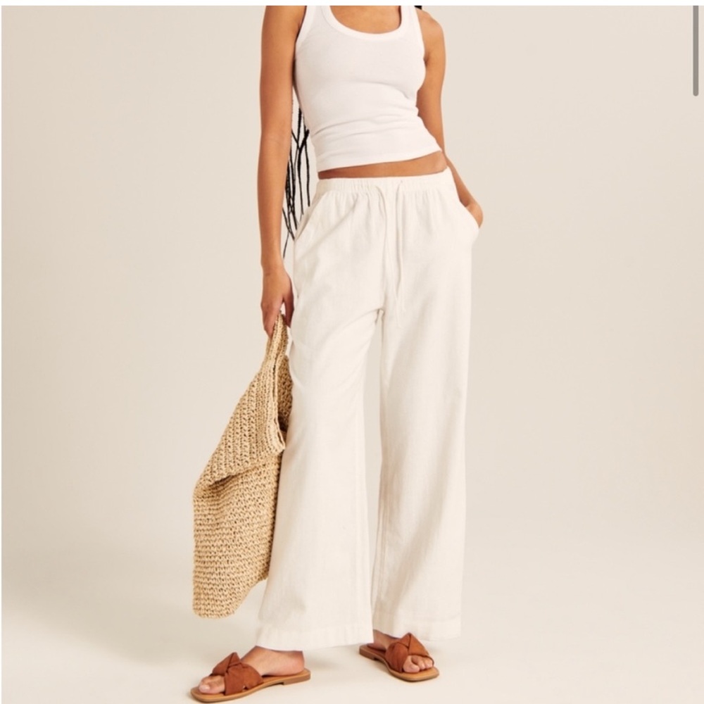Linen blend wide leg pants